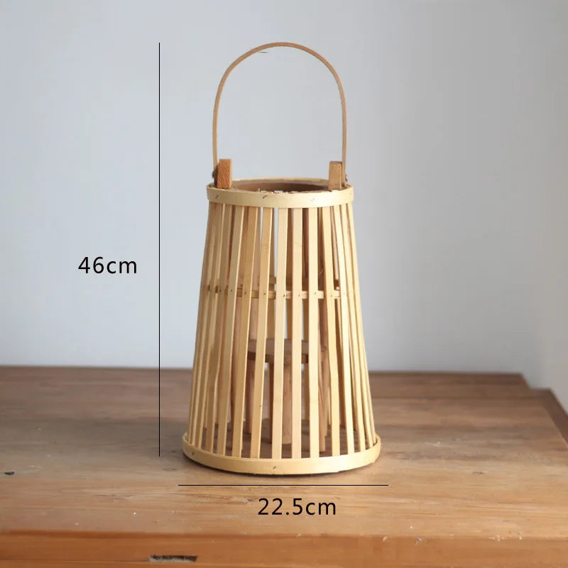 Bamboo Rattan LED Candle Lantern | Flameless Candle Holder for Indoor & Outdoor Home Décor