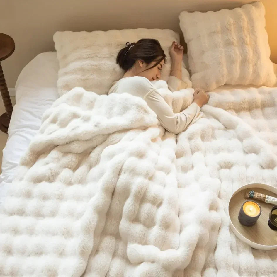 Luxury Rabbit Faux Fur Throw Blanket | Ultra-Soft Plush Blanket