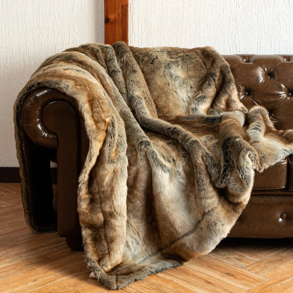 Luxury Fox Faux Fur Throw Blanket | Soft Plush Decorative Blanket
