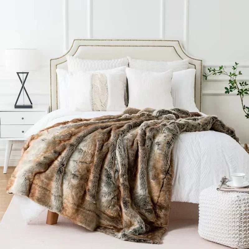 Luxury Mink Faux Fur Throw Blanket | Soft Plush Sofa & Bed Blanket