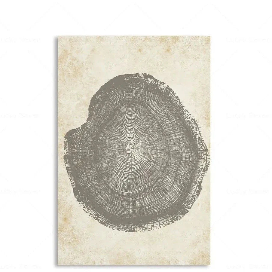 Tree Rings Abstract Canvas Wall Art | Modern Nature-Inspired Painting