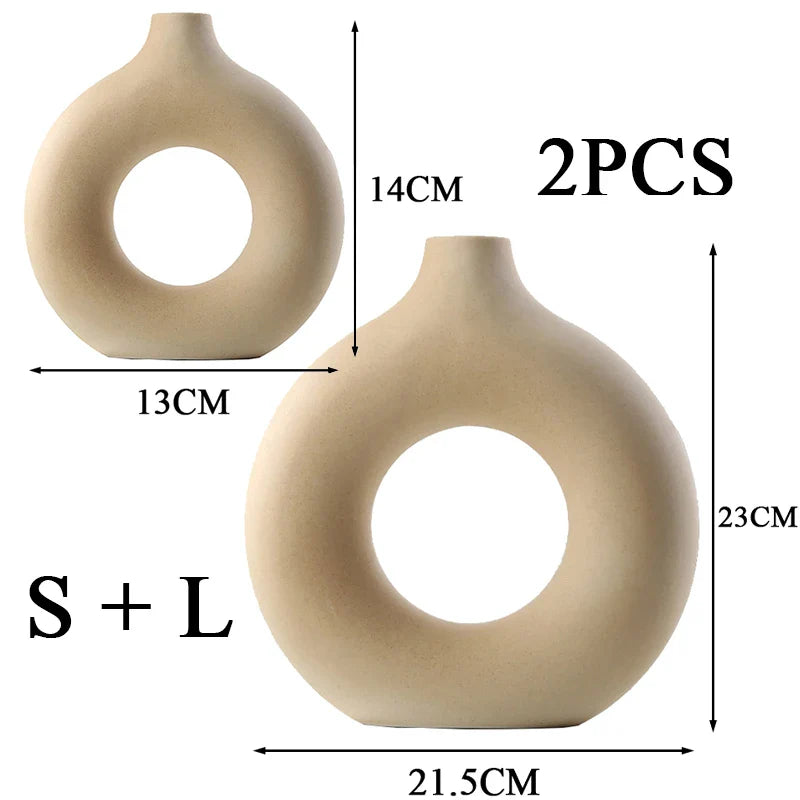Halo Vase 2-Piece Set | Modern Ceramic Decorative Vases for Home Decor