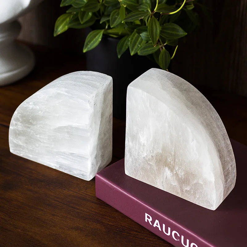 White Onyx Bookend | Natural Stone Decorative Book Holder