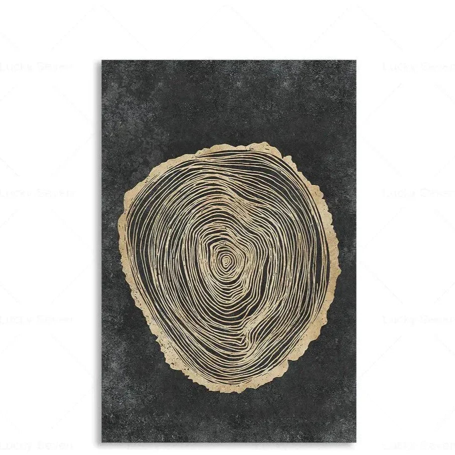 Tree Rings Abstract Canvas Wall Art | Modern Nature-Inspired Painting