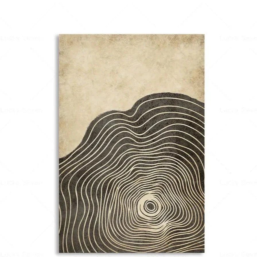 Tree Rings Abstract Canvas Wall Art | Modern Nature-Inspired Painting