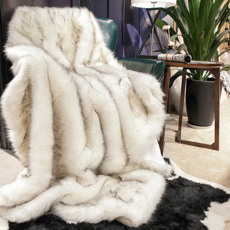 Luxury Fox Faux Fur Throw Blanket | Soft Plush Decorative Blanket