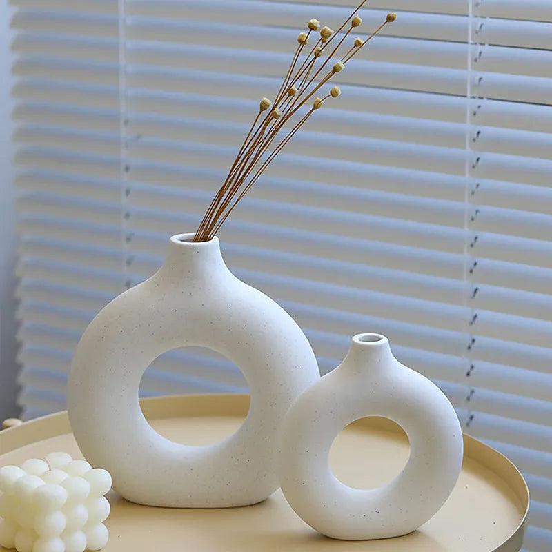 Halo Vase 2-Piece Set | Modern Ceramic Decorative Vases for Home Decor