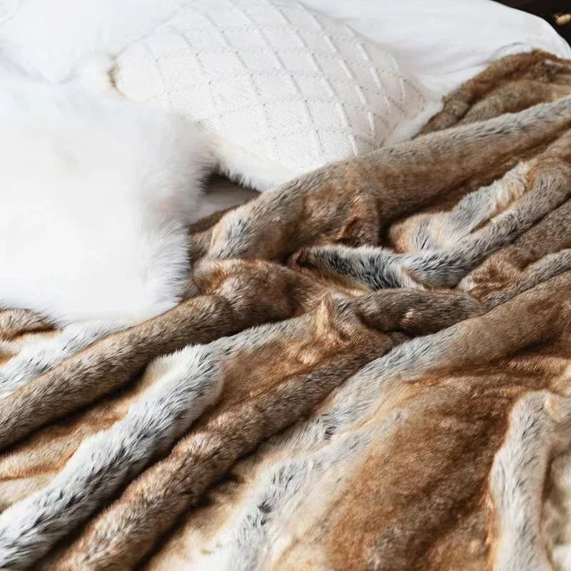 Luxury Mink Faux Fur Throw Blanket | Soft Plush Sofa & Bed Blanket