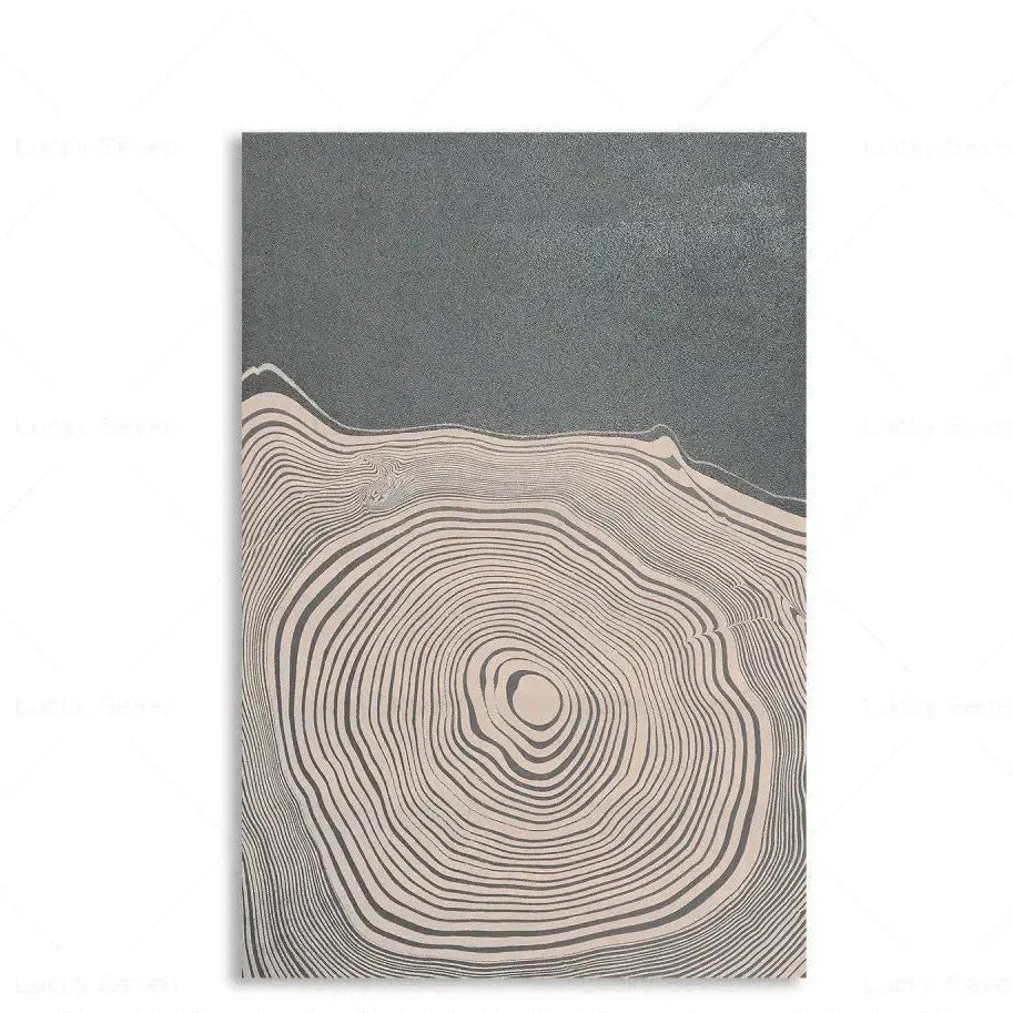 Tree Rings Abstract Canvas Wall Art | Modern Nature-Inspired Painting