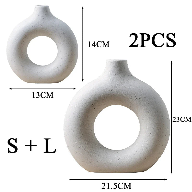 Halo Vase 2-Piece Set | Modern Ceramic Decorative Vases for Home Decor