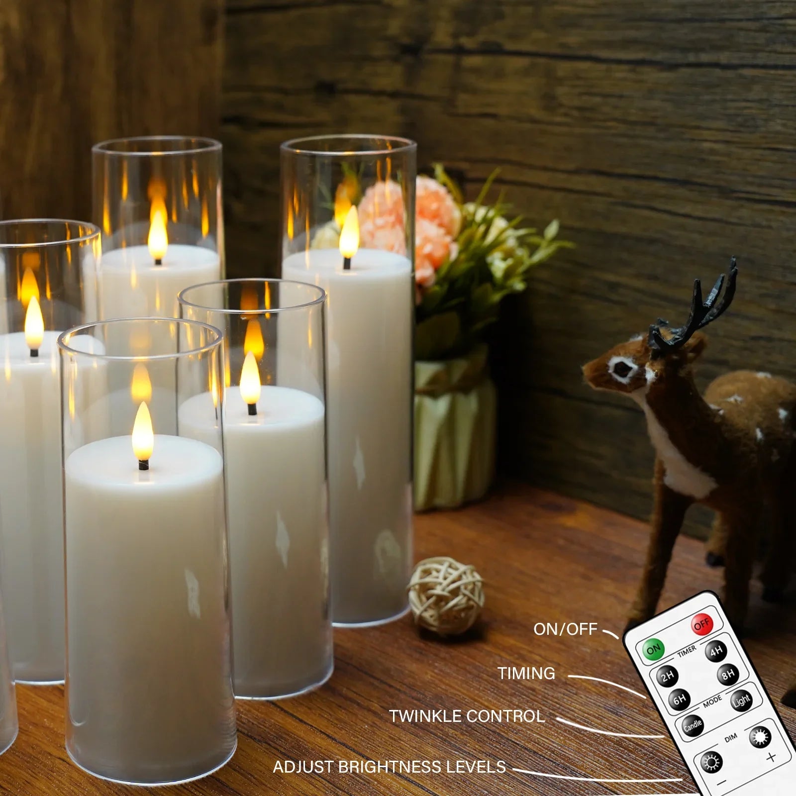 Flameless LED Candle Set of 9 | Realistic Flickering Acrylic Candles with Remote Control & Timer