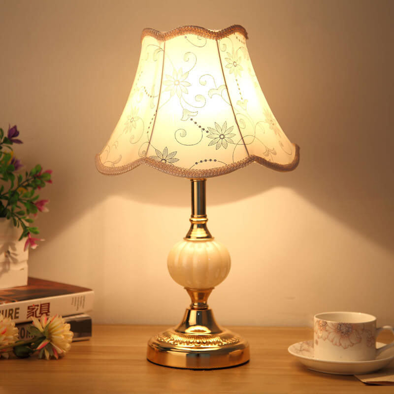 Nordic Vintage Table Lamp | Elegant Fabric Shade Bedside Lamp