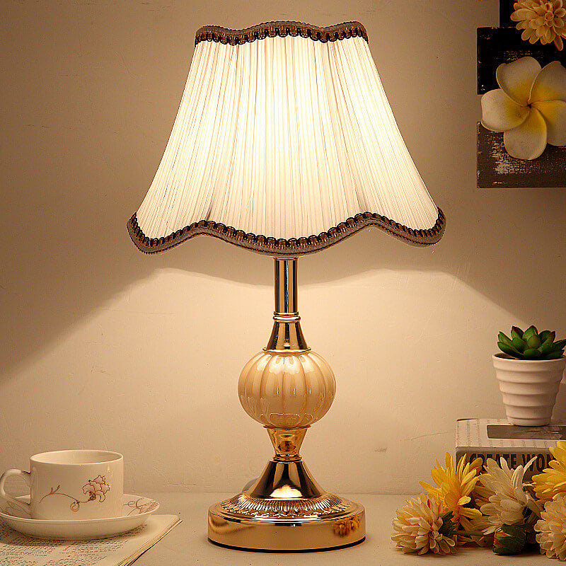 Nordic Vintage Table Lamp | Elegant Fabric Shade Bedside Lamp