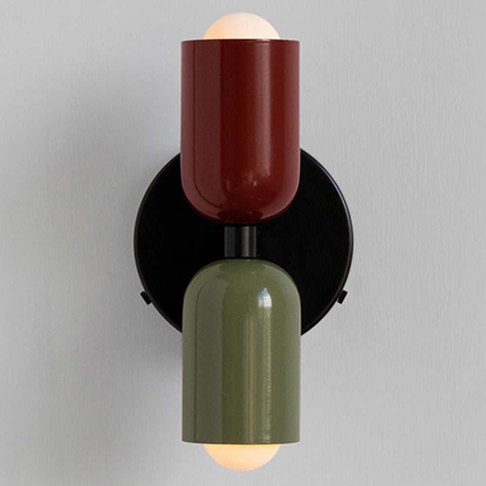 Modern Dual-Shade Wall Sconce | Black & Terracotta Color Block Fixture