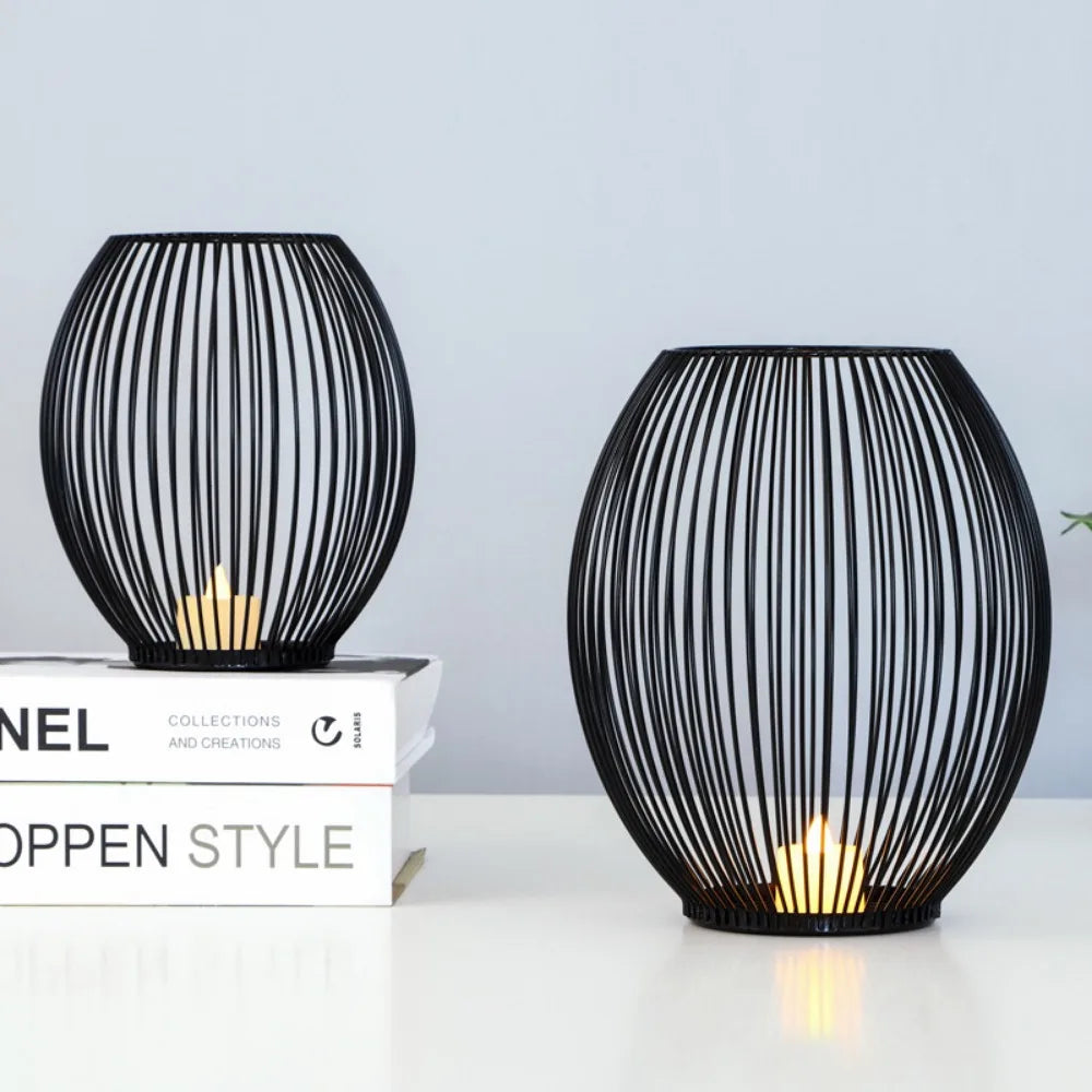 Modern Iron Candle Stand | Black Metal Candle Holder