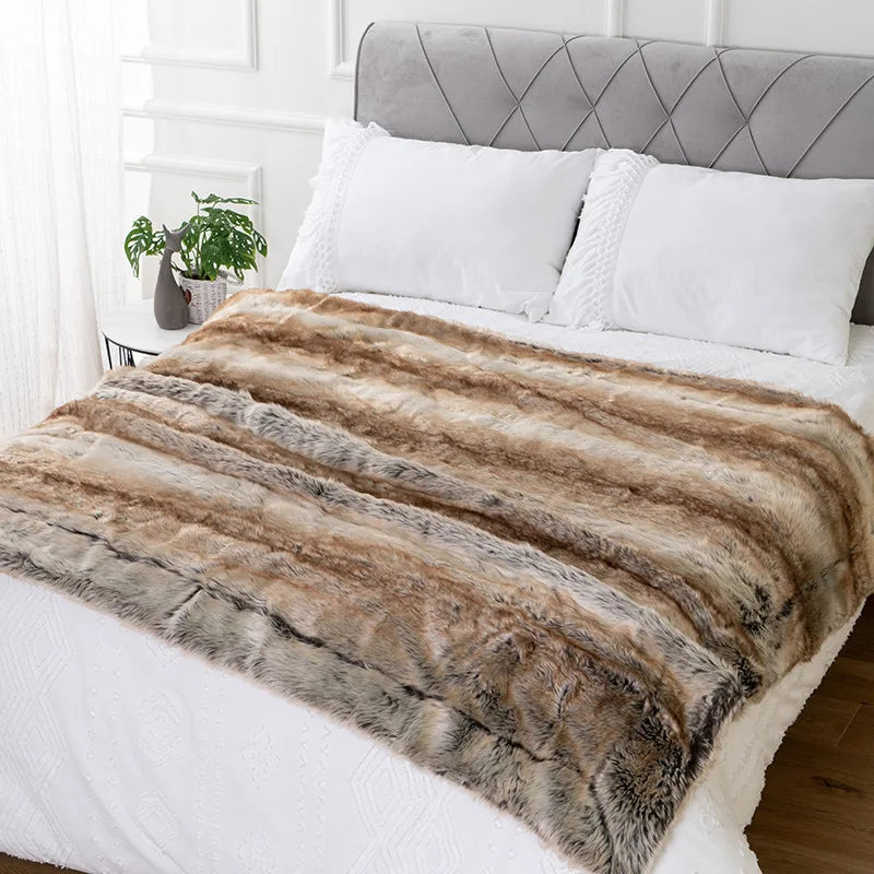 Luxury Mink Faux Fur Throw Blanket | Soft Plush Sofa & Bed Blanket