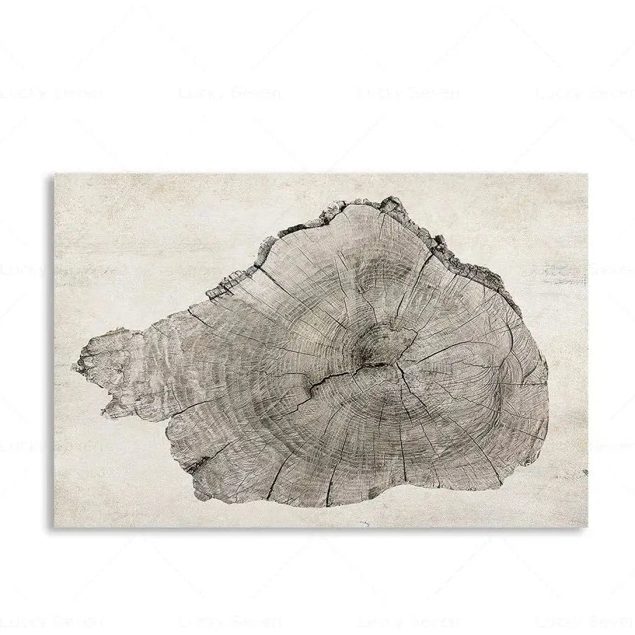 Tree Rings Abstract Canvas Wall Art | Modern Nature-Inspired Painting