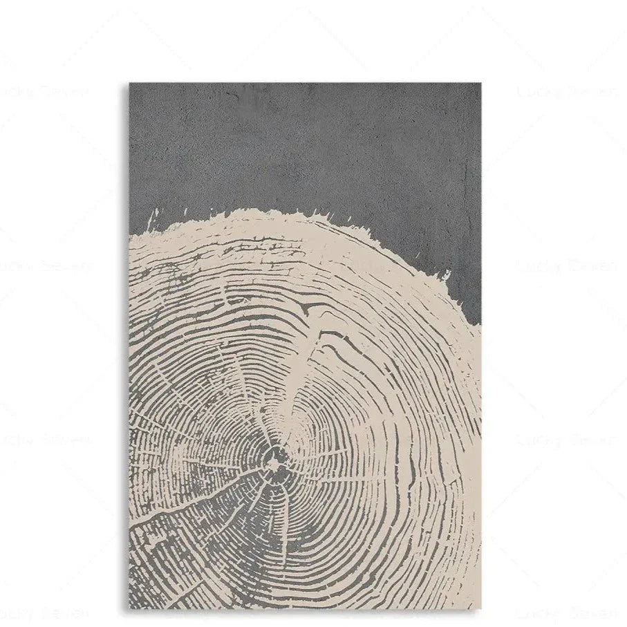Tree Rings Abstract Canvas Wall Art | Modern Nature-Inspired Painting