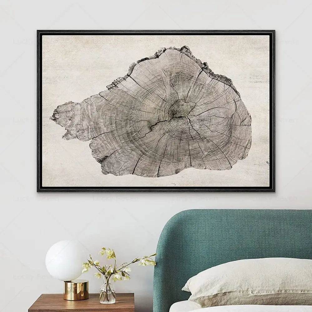 Tree Rings Abstract Canvas Wall Art | Modern Nature-Inspired Painting