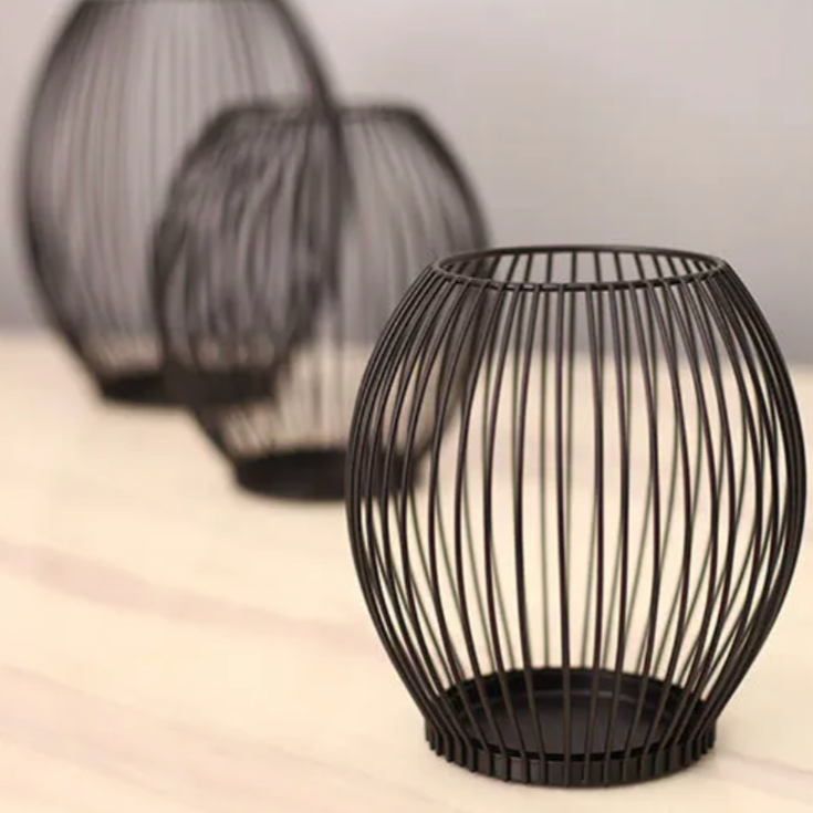 Modern Iron Candle Stand | Black Metal Candle Holder