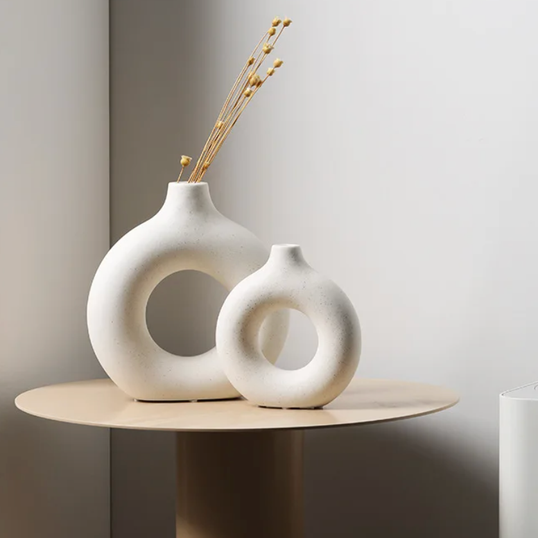 Halo Vase 2-Piece Set | Modern Ceramic Decorative Vases for Home Decor