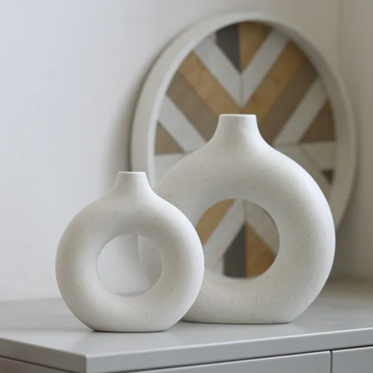 Halo Vase 2-Piece Set | Modern Ceramic Decorative Vases for Home Decor