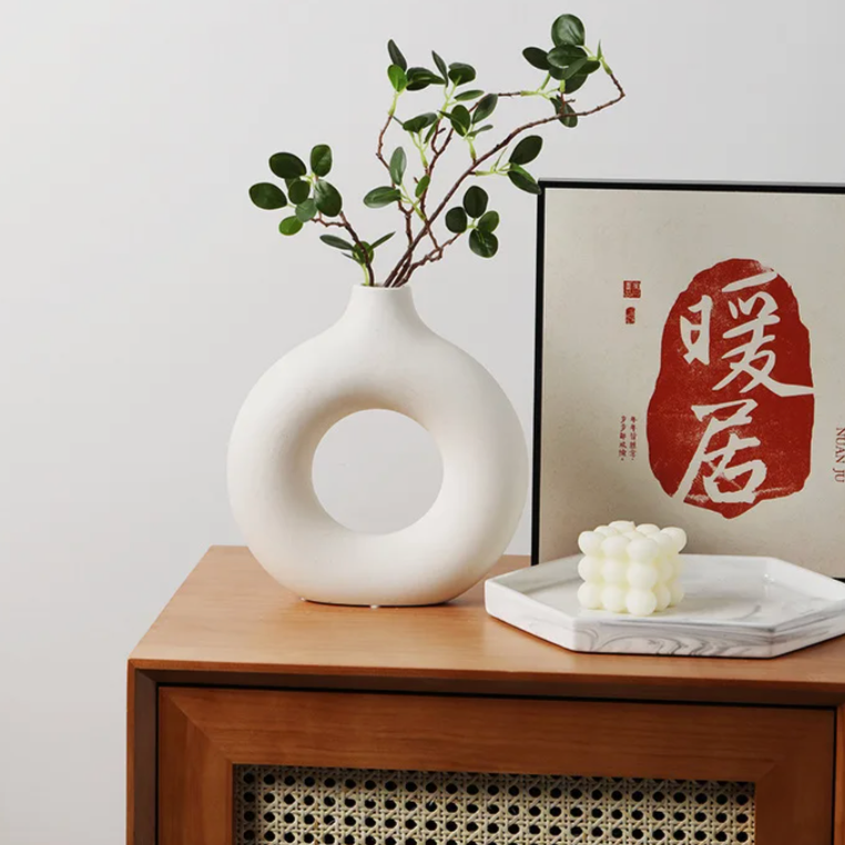 Halo Vase 2-Piece Set | Modern Ceramic Decorative Vases for Home Decor