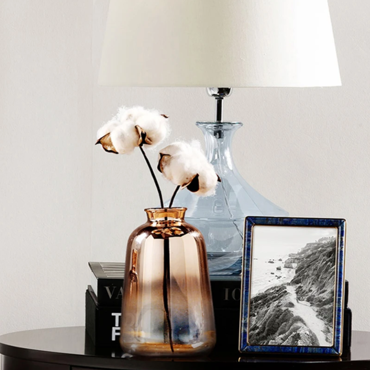 Glass Floor Vase - Modern Gradient Decorative Accent for Living Room & Entryway