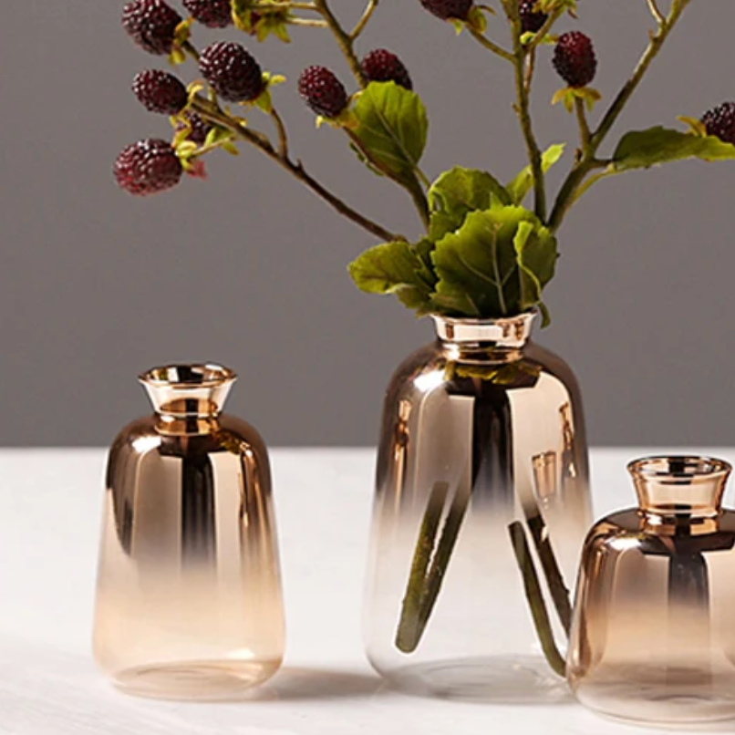 Glass Floor Vase - Modern Gradient Decorative Accent for Living Room & Entryway