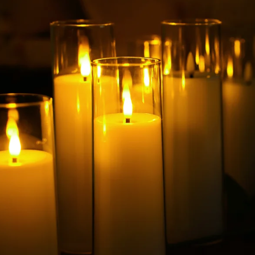 Flameless LED Candle Set of 9 | Realistic Flickering Acrylic Candles with Remote Control & Timer