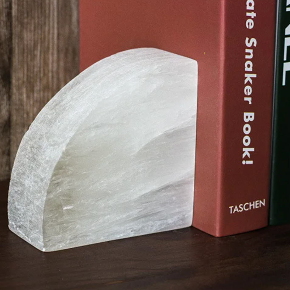 White Onyx Bookend | Natural Stone Decorative Book Holder