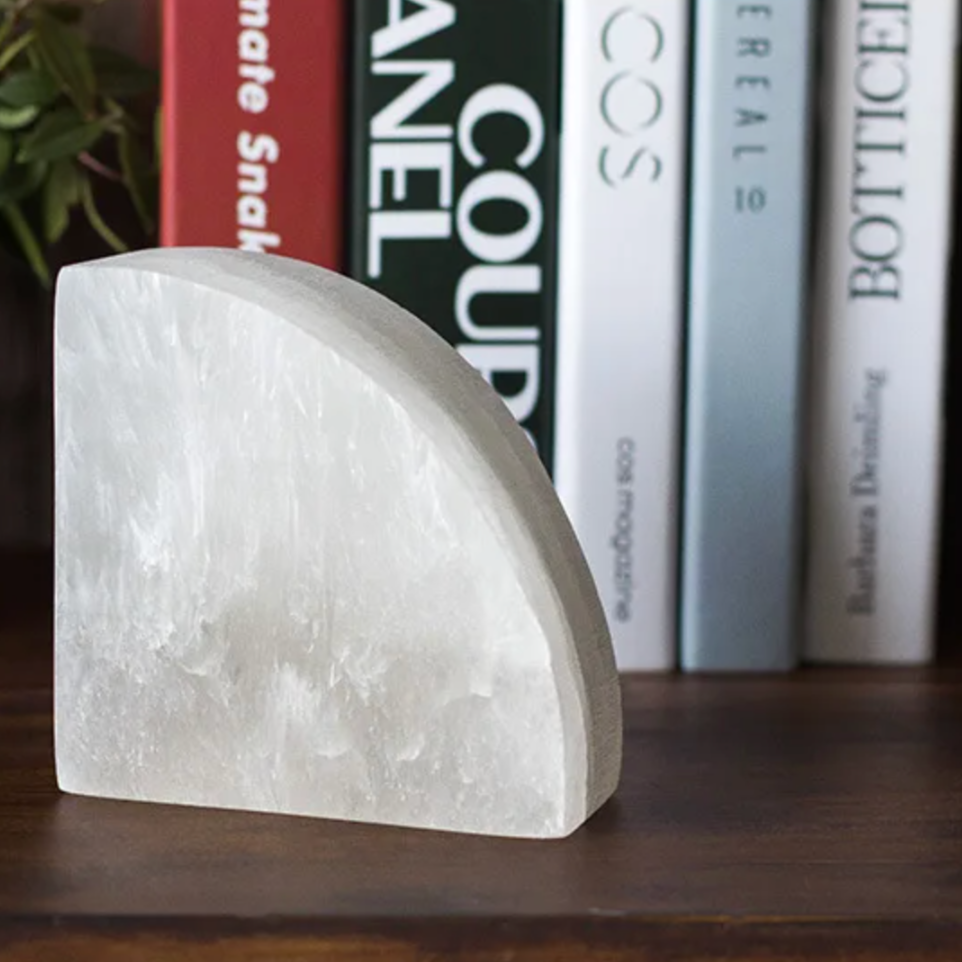 White Onyx Bookend | Natural Stone Decorative Book Holder