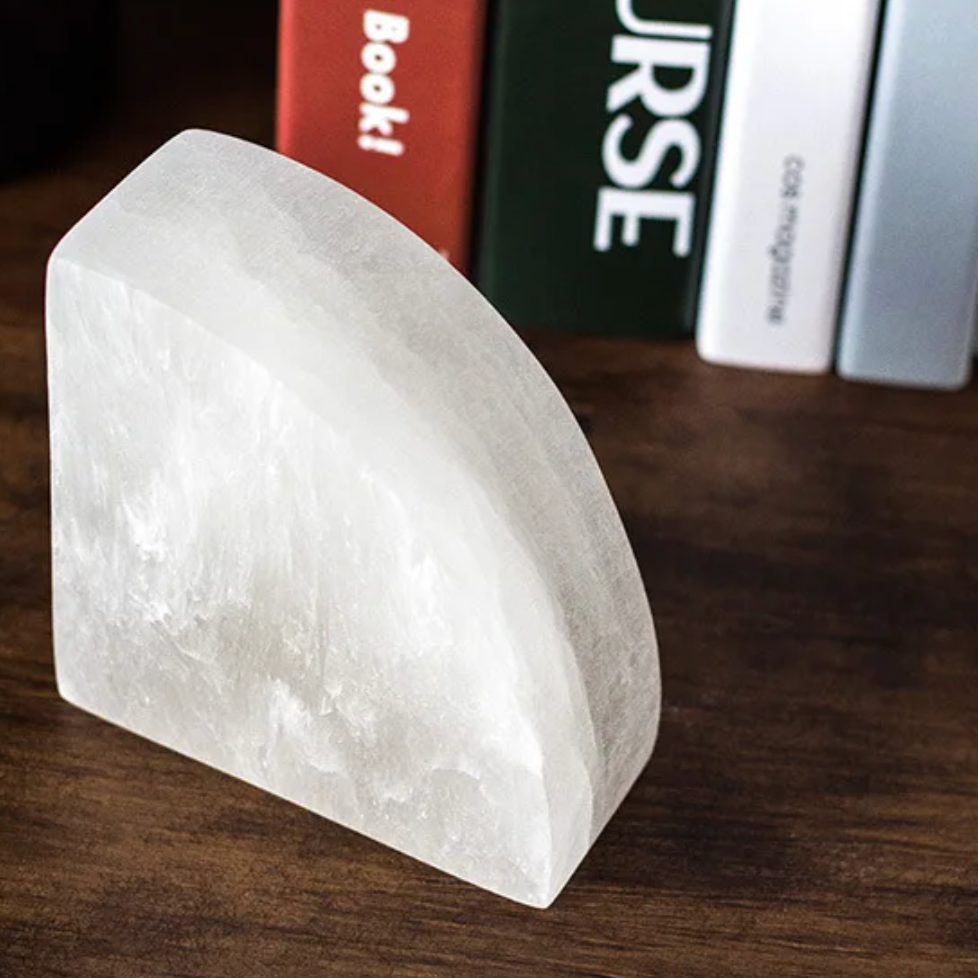 White Onyx Bookend | Natural Stone Decorative Book Holder