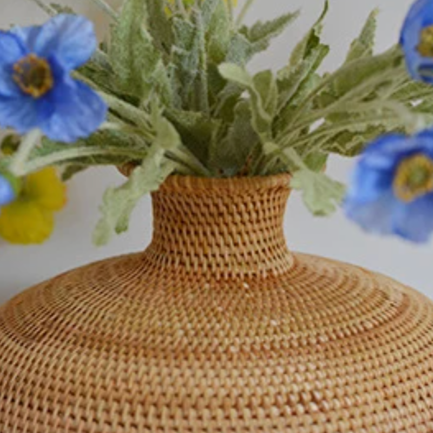 Rattan Decorative Vase | Boho Woven Wicker Vase for Dried Flowers & Natural Home Decor