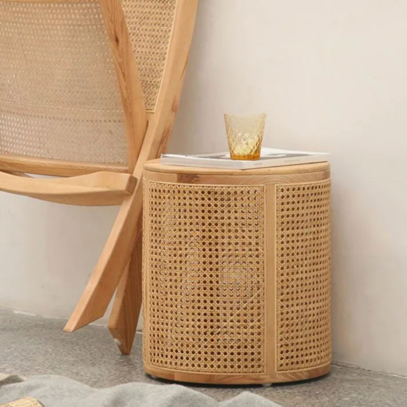 Small Wooden End Table with Storage Drawer and Open Shelf