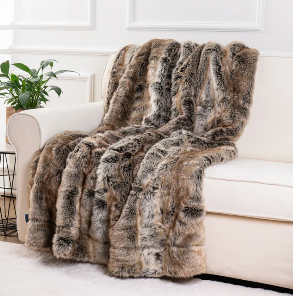 Luxury Mink Faux Fur Throw Blanket | Soft Plush Sofa & Bed Blanket
