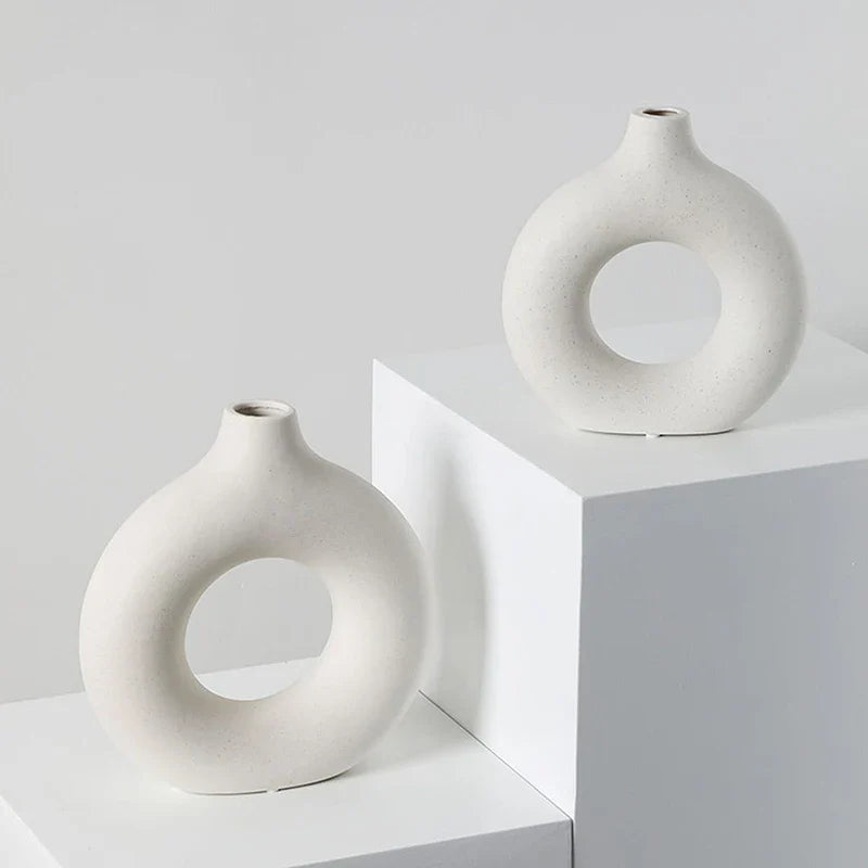 Halo Vase 2-Piece Set | Modern Ceramic Decorative Vases for Home Decor