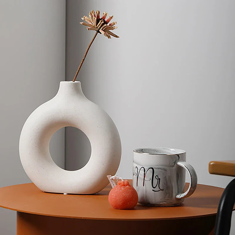 Halo Vase 2-Piece Set | Modern Ceramic Decorative Vases for Home Decor