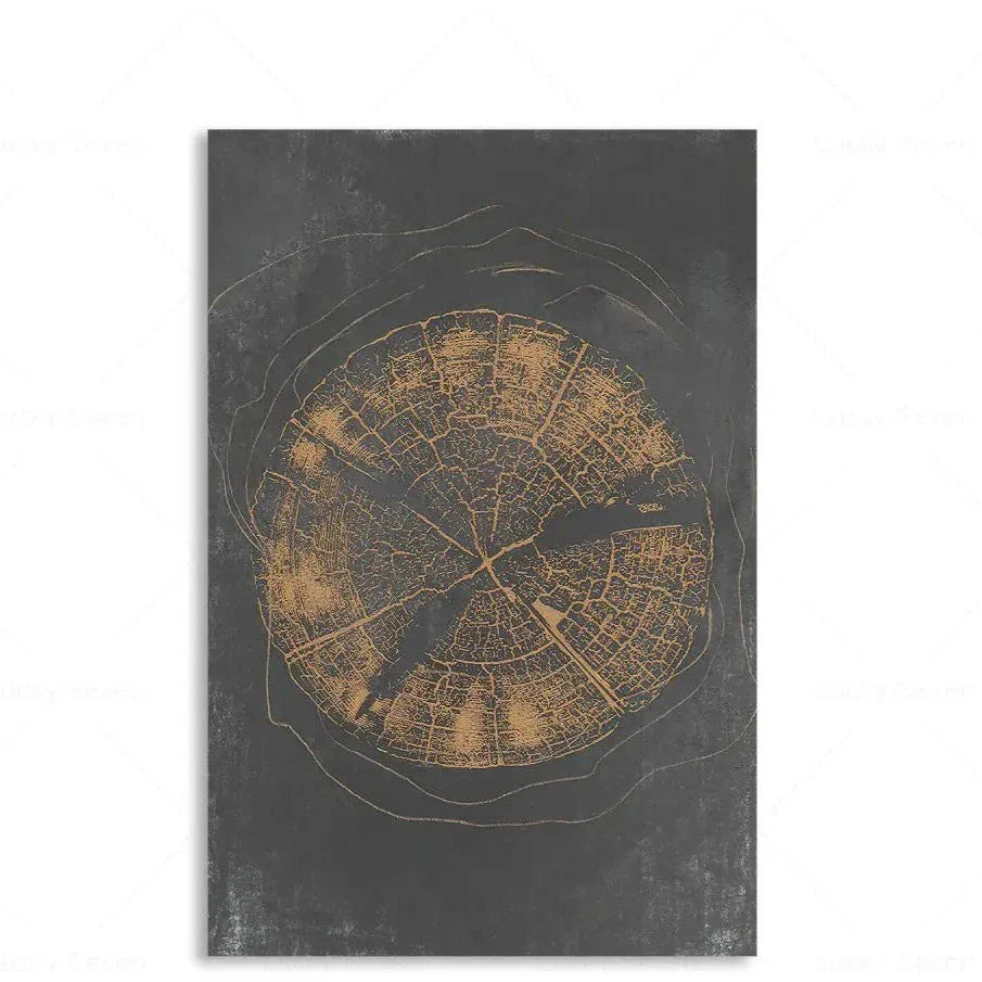 Tree Rings Abstract Canvas Wall Art | Modern Nature-Inspired Painting