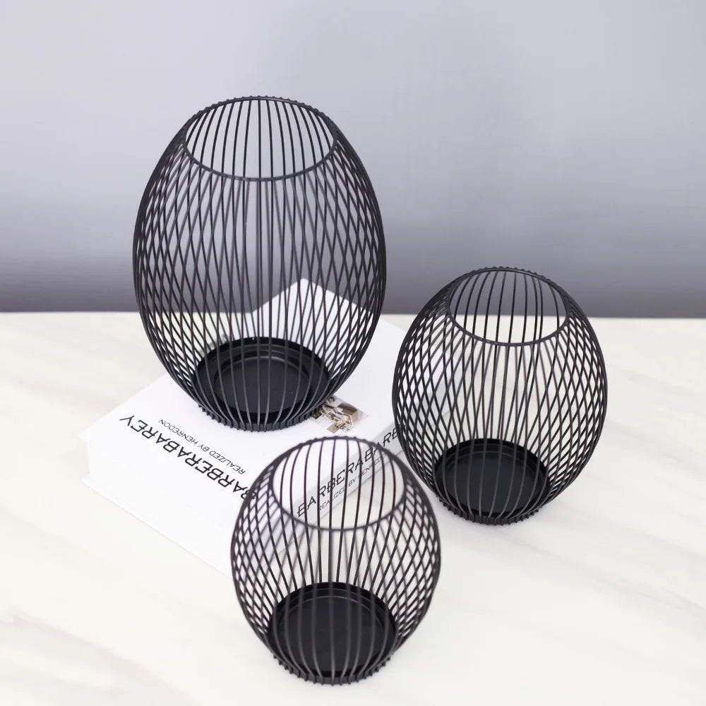 Modern Iron Candle Stand | Black Metal Candle Holder