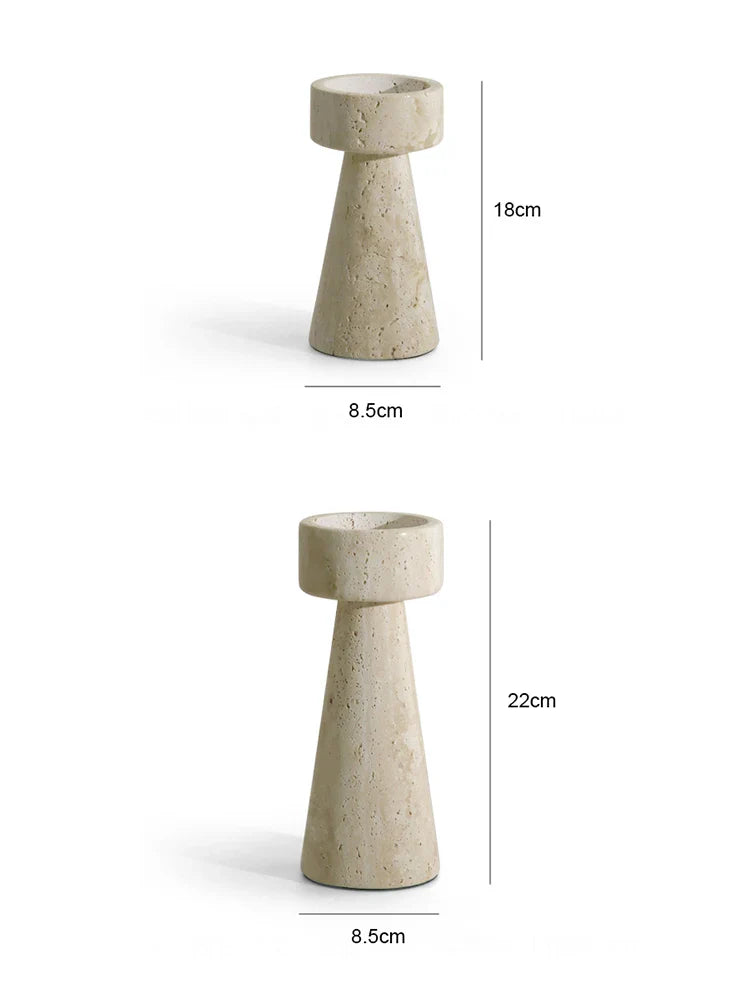 Faux Travertine Stone Candle Holder | Modern Minimalist Candle Stand