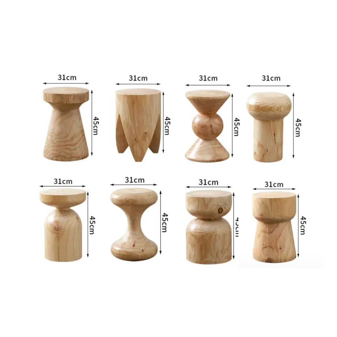 Natural Wooden Side Table | Solid Wood Accent Table for Living Room