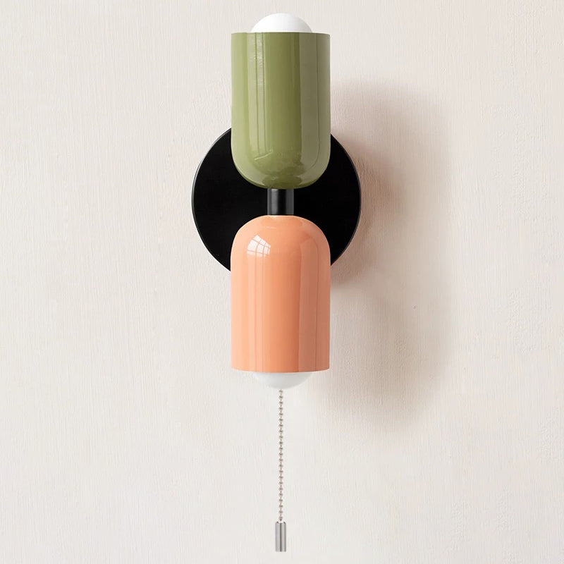 Modern Dual-Shade Wall Sconce | Black & Terracotta Color Block Fixture