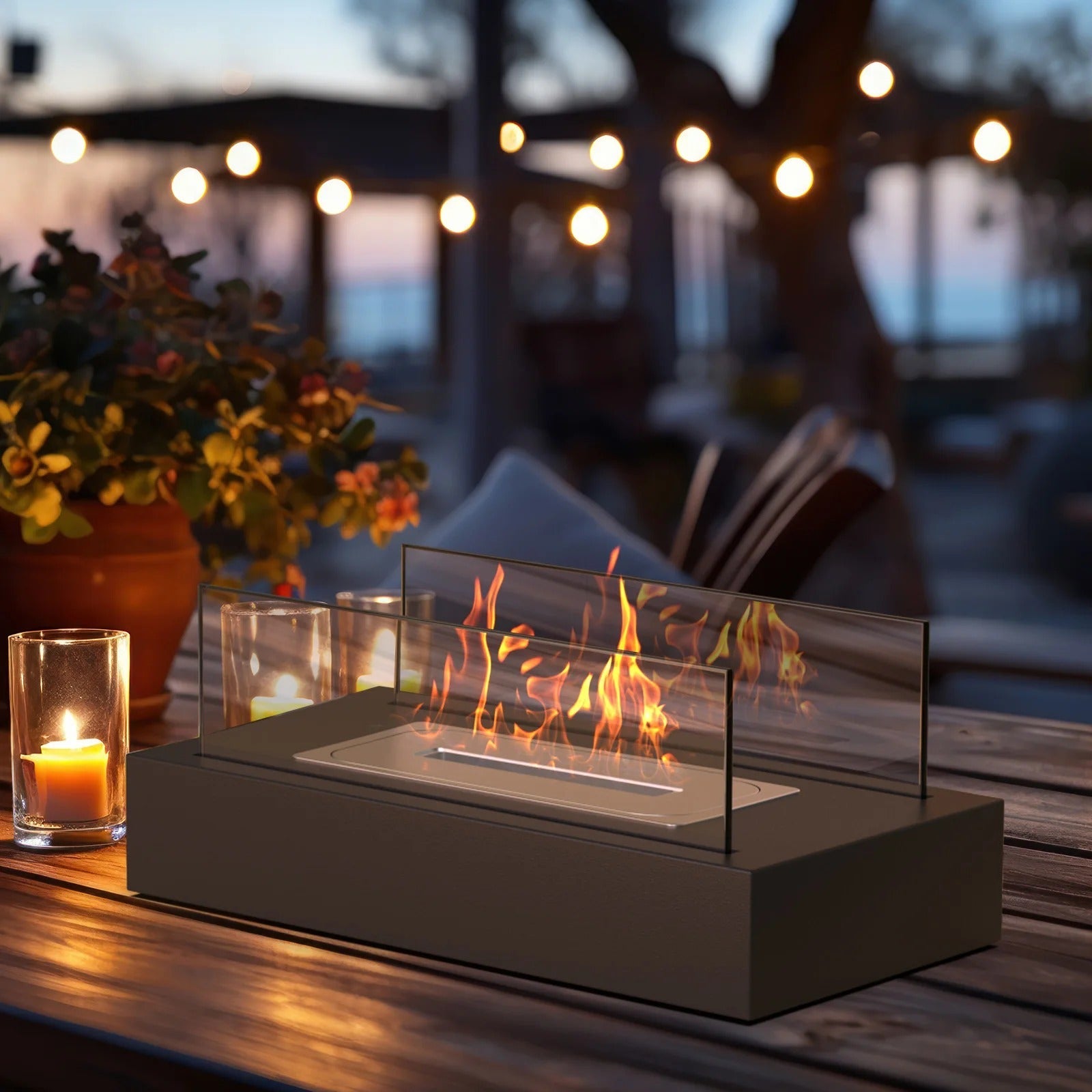 Luxury Outdoor Mood Fireplace | Elegant Bioethanol Fire Pit for Cozy Evenings