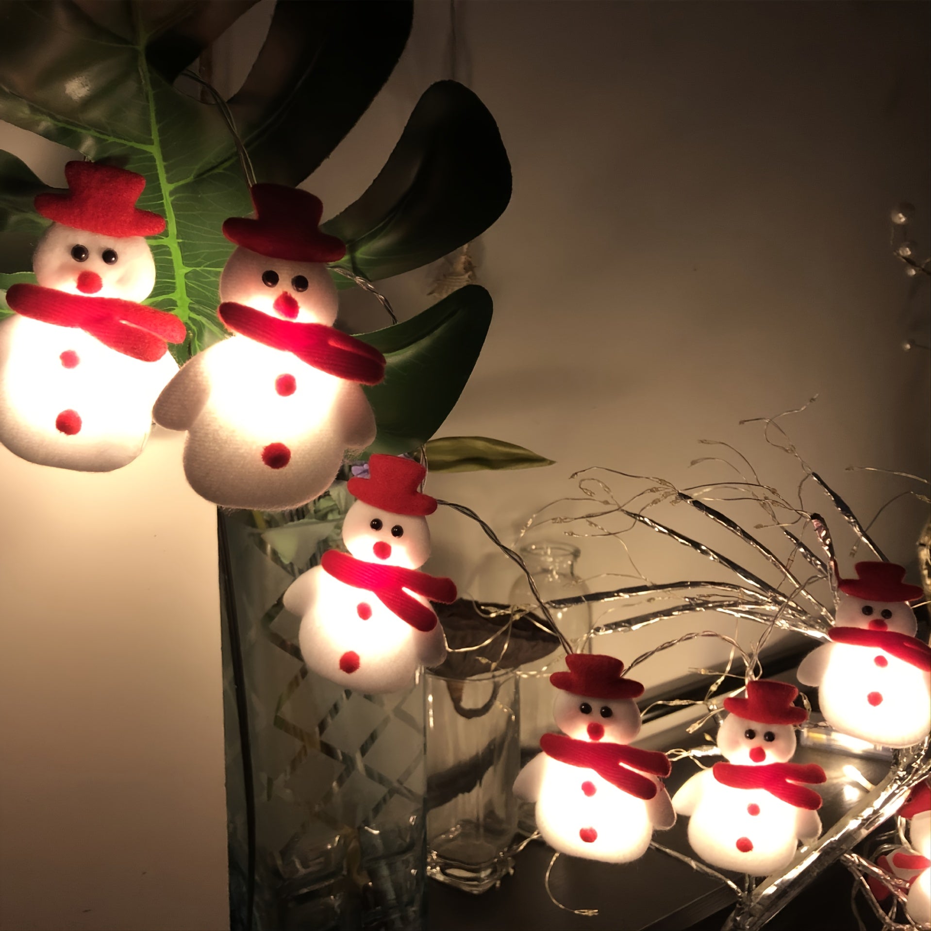 Snowman String Lights – 10 Warm White LED Fairy Lights for Christmas Tree