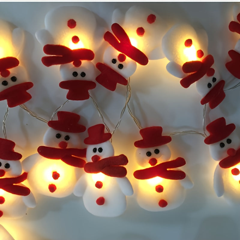 Snowman String Lights – 10 Warm White LED Fairy Lights for Christmas Tree