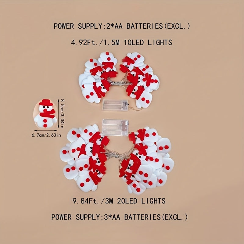 Snowman String Lights – 10 Warm White LED Fairy Lights for Christmas Tree