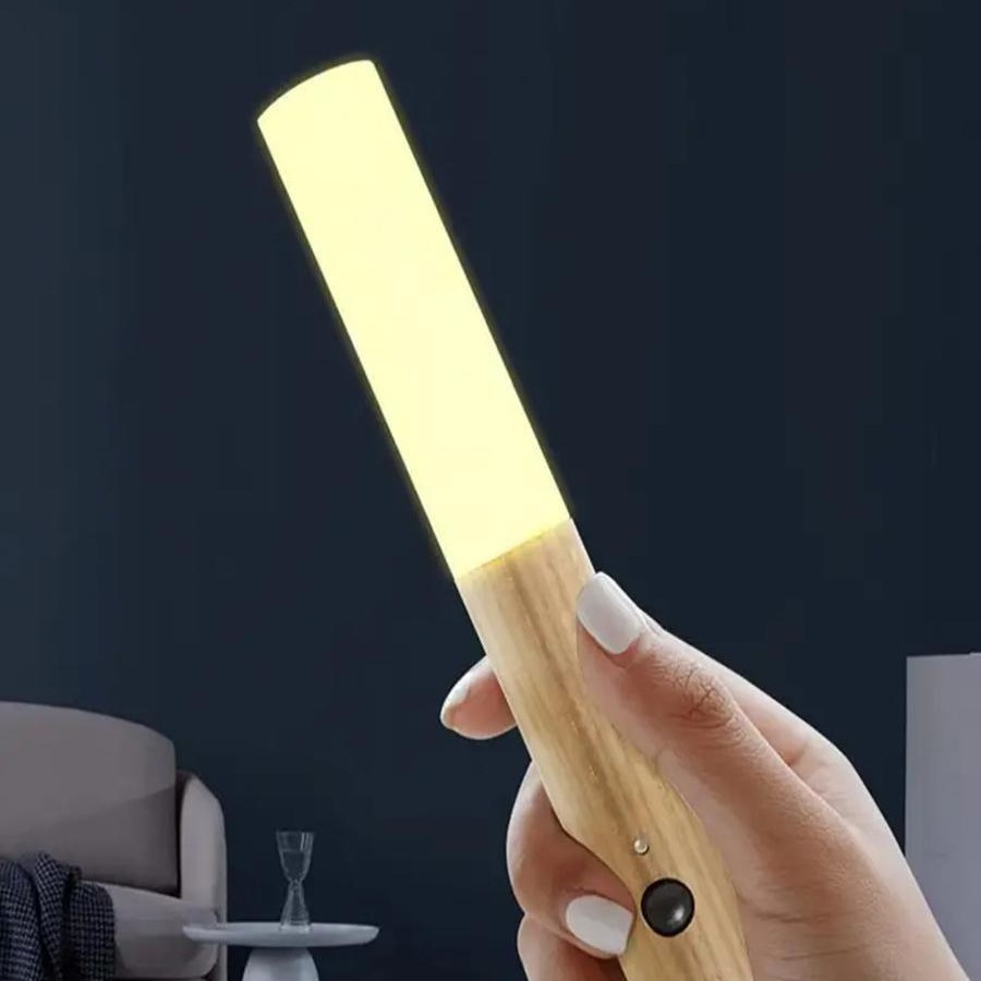 LED Motion Sensor Wall Light Wood Wireless Rechargeable
