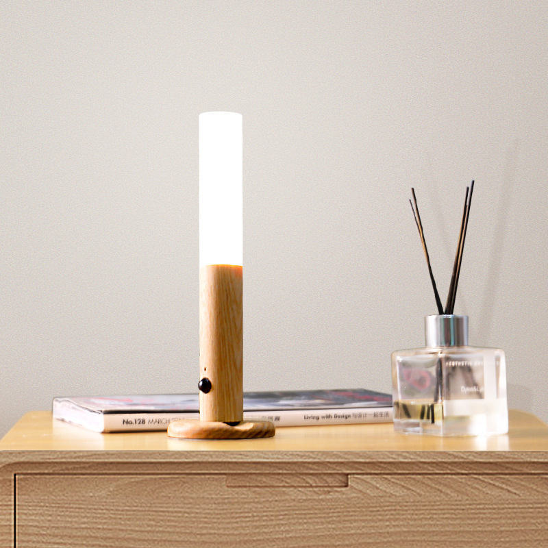 LED Motion Sensor Wall Light Wood Wireless Rechargeable