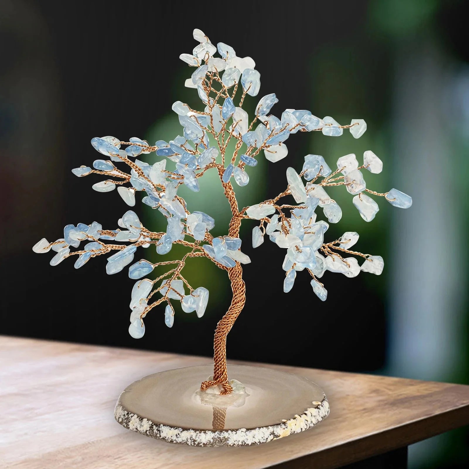 Aquamarine Crystal Tree of Life | Handmade Gemstone Bonsai Tree